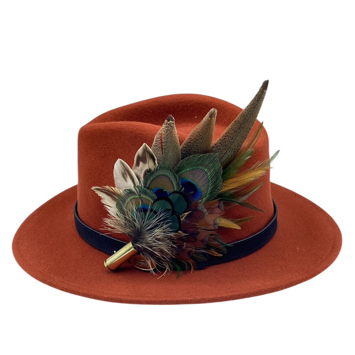 Green, Mustard and Natural Feather Hat Pin (CFP835)