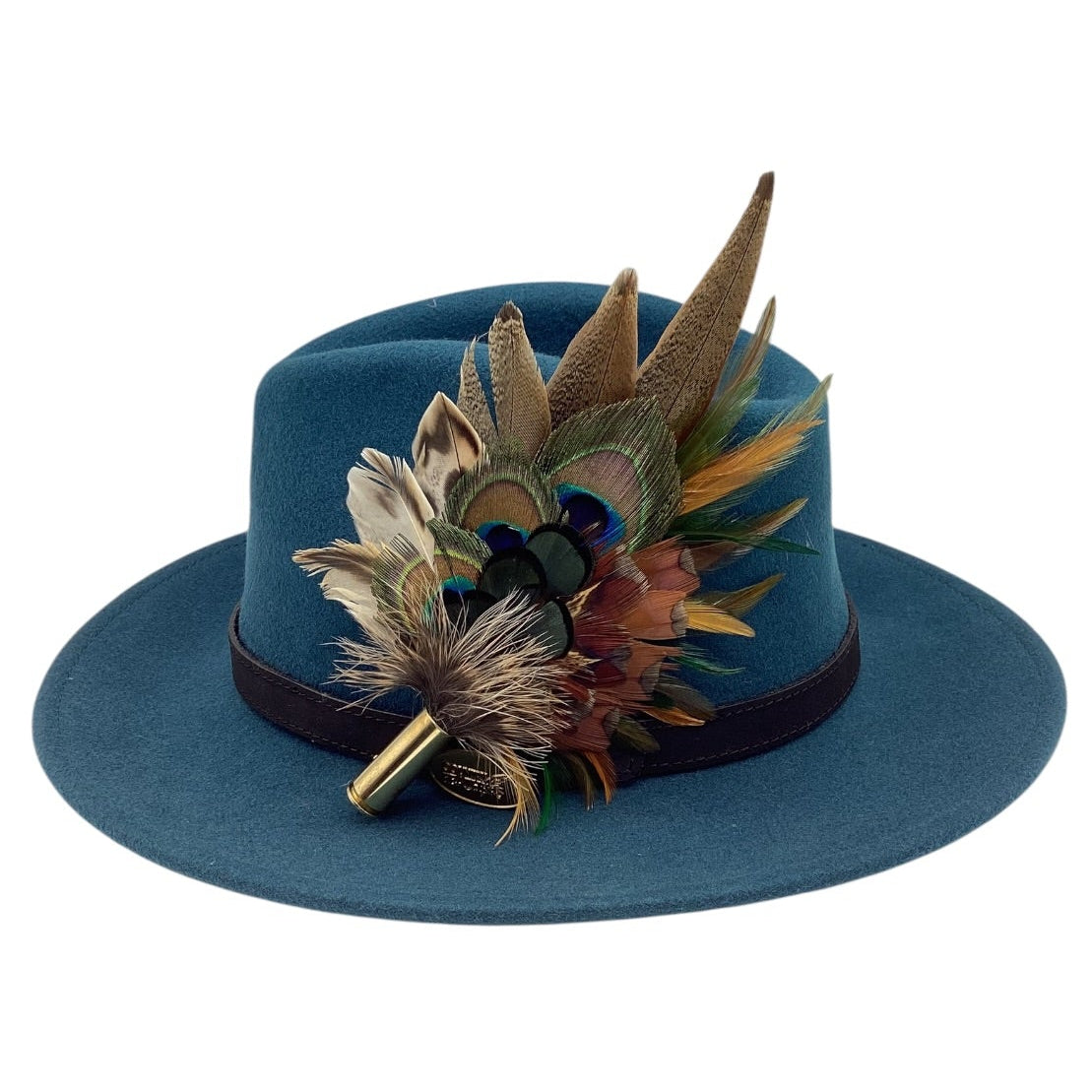 Green, Mustard and Natural Feather Hat Pin (CFP835)