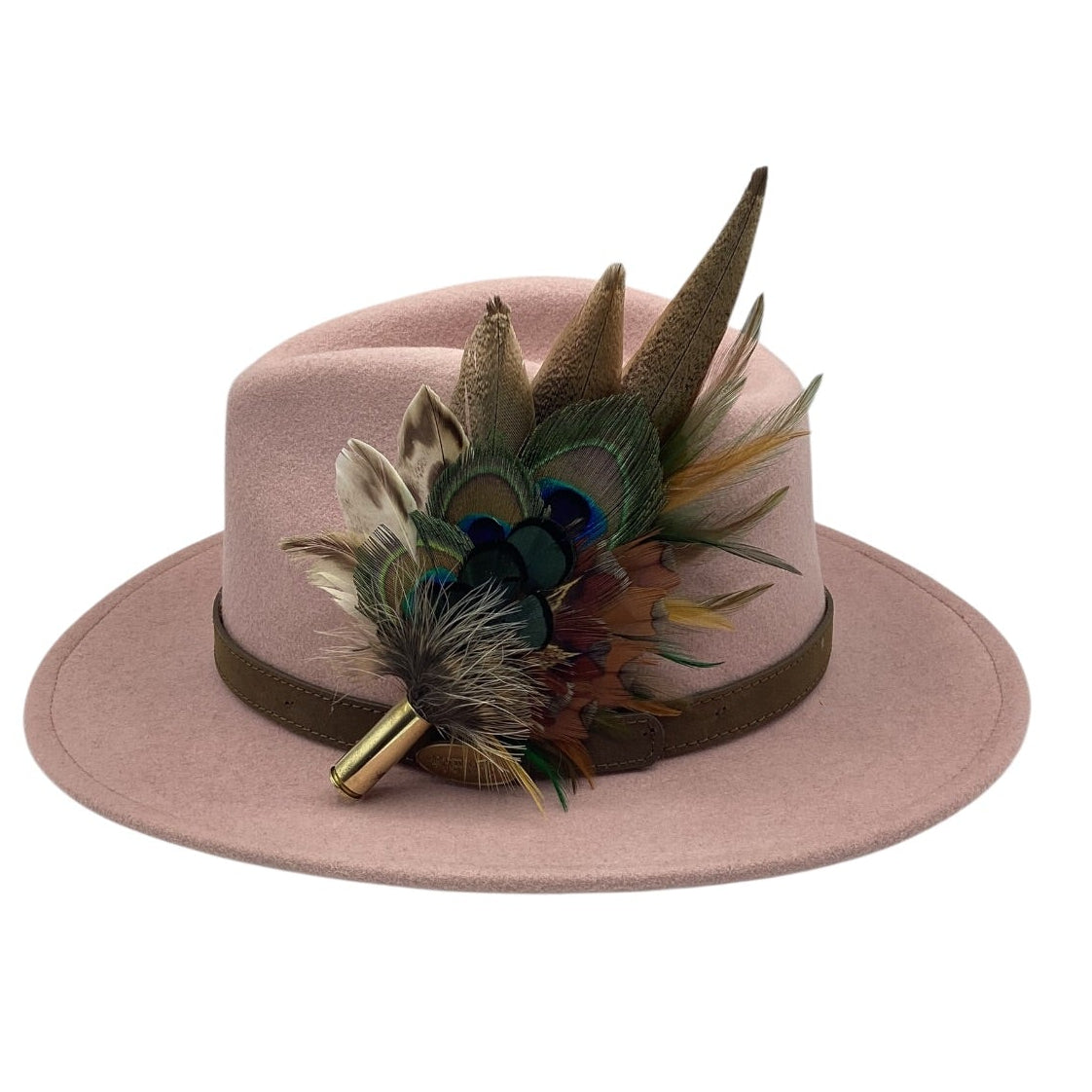 Green, Mustard and Natural Feather Hat Pin (CFP835)