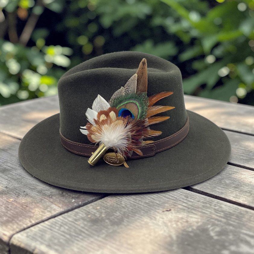 Mustard brown and Natural Feather Hat Pin (CFP828)