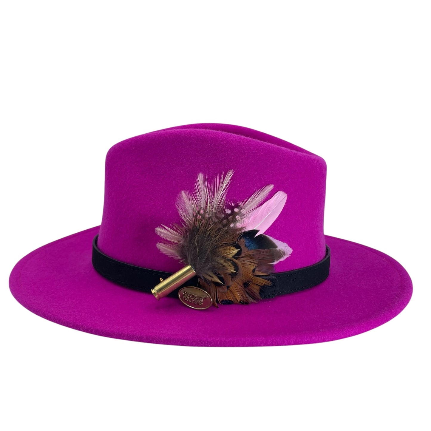 Pink & Natural Feather Hat Pin (CFP729)