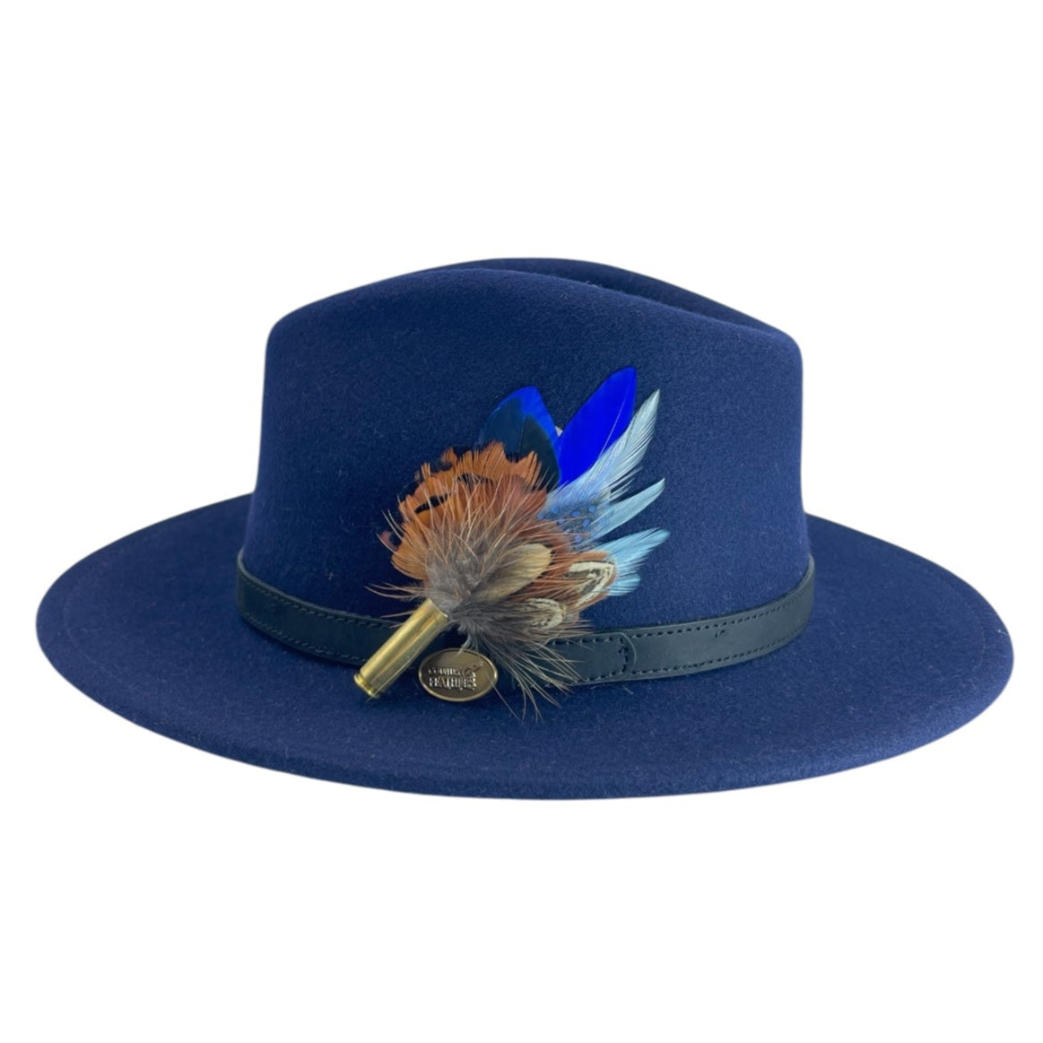 Blue & Natural Feather Hat Pin (CFP731)