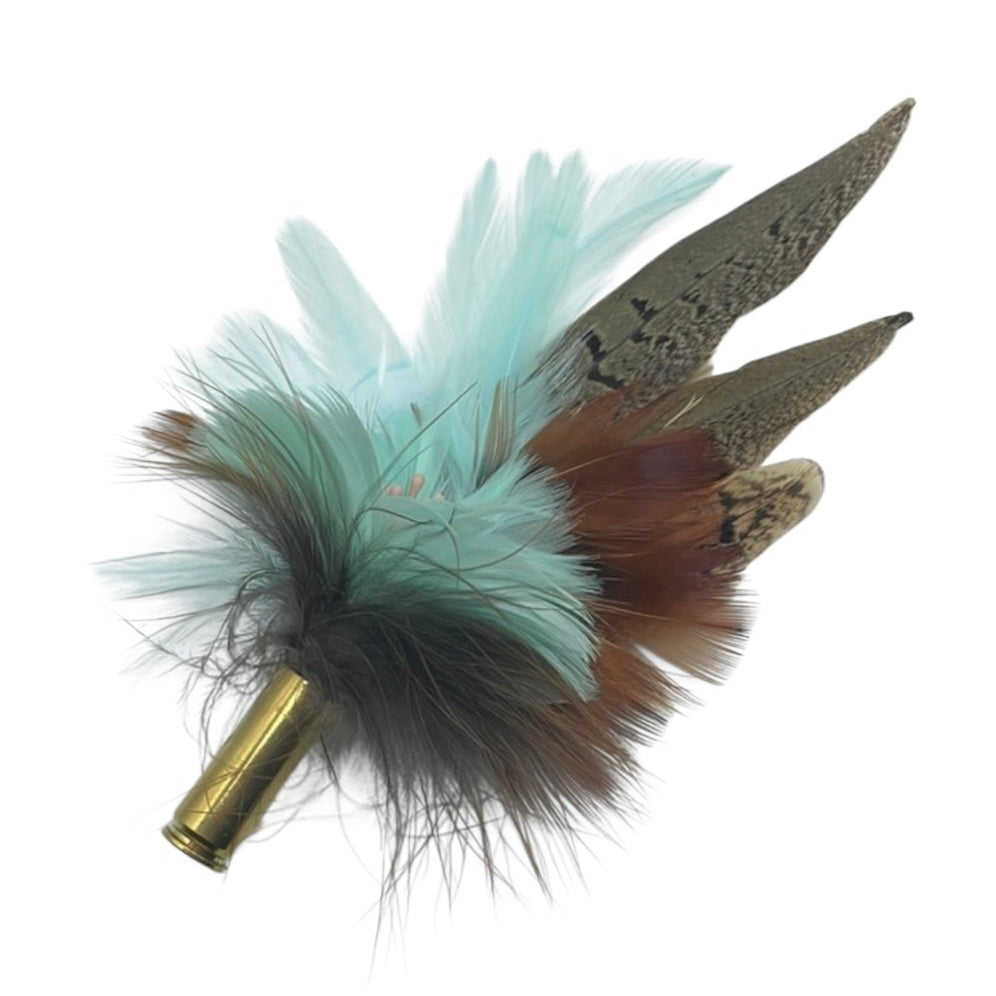 Pale Aqua & Natural Feather Hat Pin (CFP475)