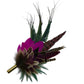 Cerise pink, teal, green & natural Feather Hat Pin (CFP798)