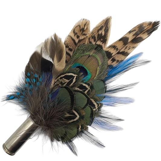 Turquoise, navy, green and natural Feather Hat Pin (CFP819) (Copy)