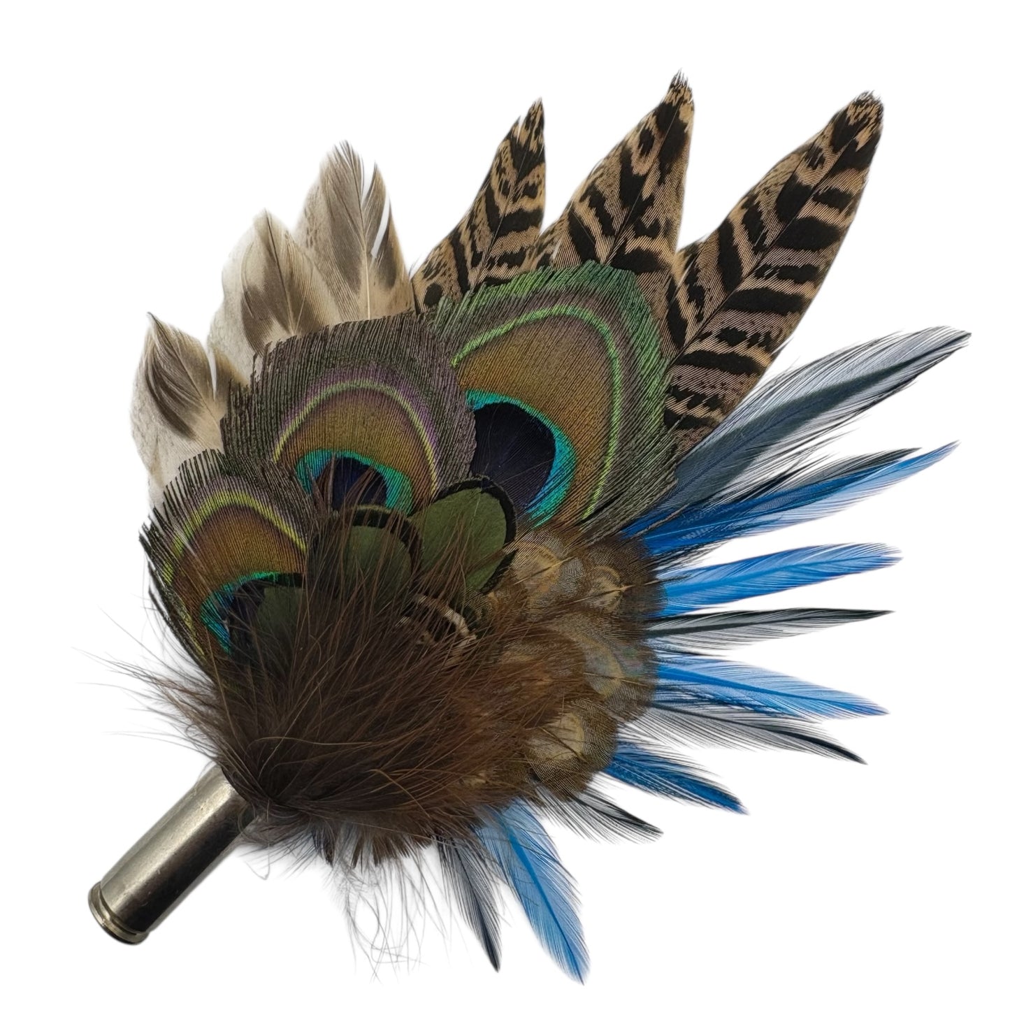Turquoise, navy, green and natural Feather Hat Pin (CFP820)