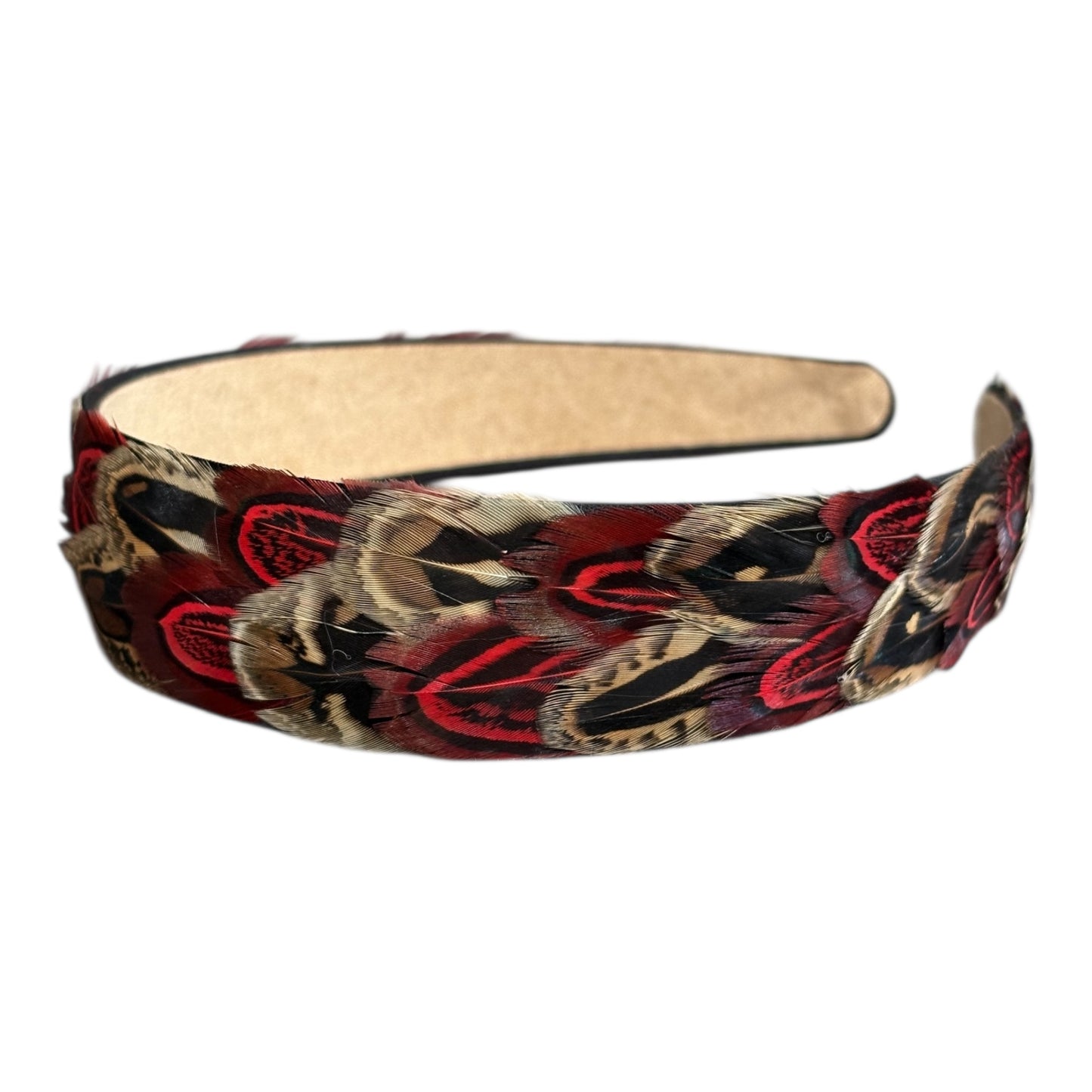 Red & Natural Pheasant Feather Hairband (CFHB3030)