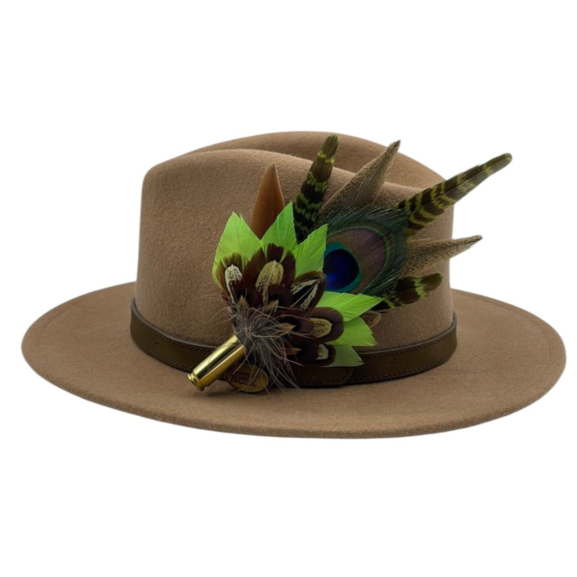 Peacock, Lime Green & Green Feather Hat Pin (CFP440)