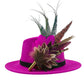 Cerise pink, teal, green & natural Feather Hat Pin (CFP798)