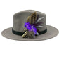 EX DISPLAY REDUCED PRICE. Purple, white and natural Feather Hat Pin (CFP644)