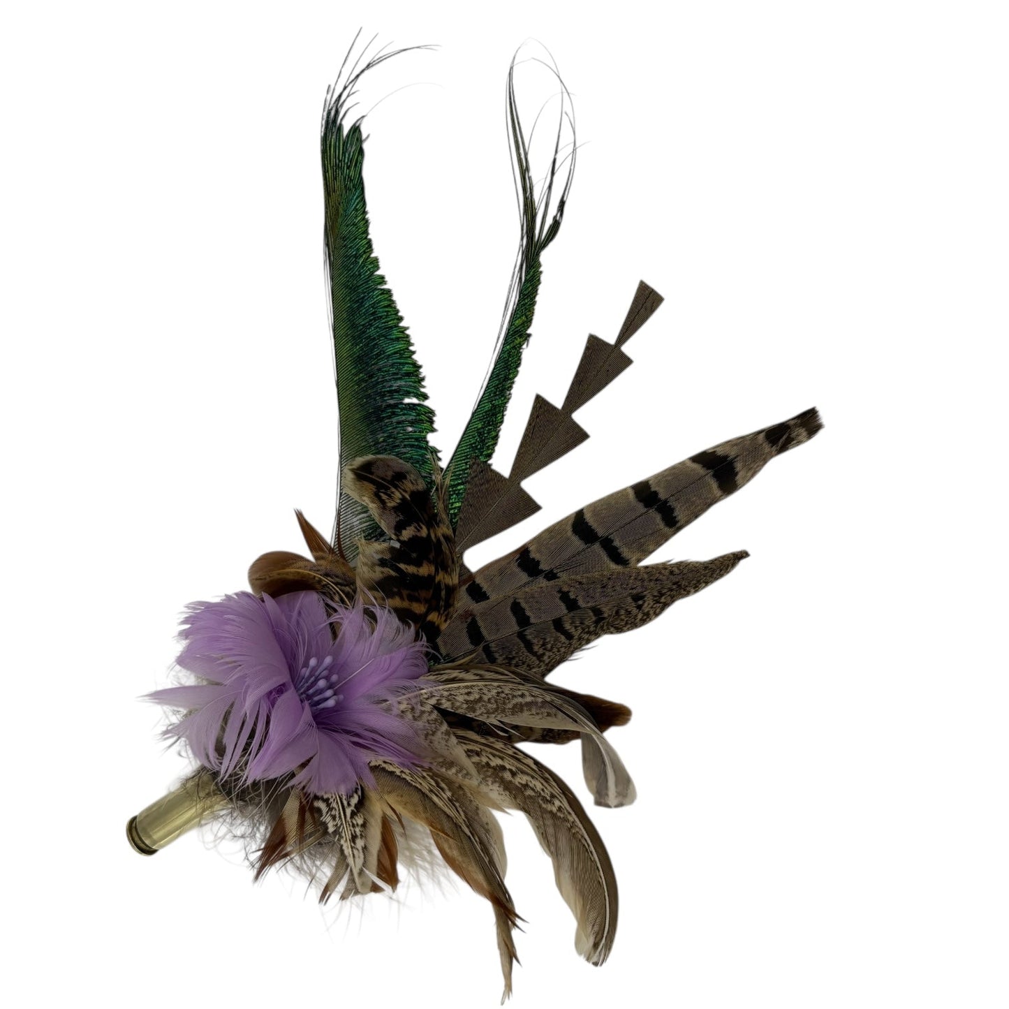 Lilac, teal and natural Feather Hat Pin (CFP559)