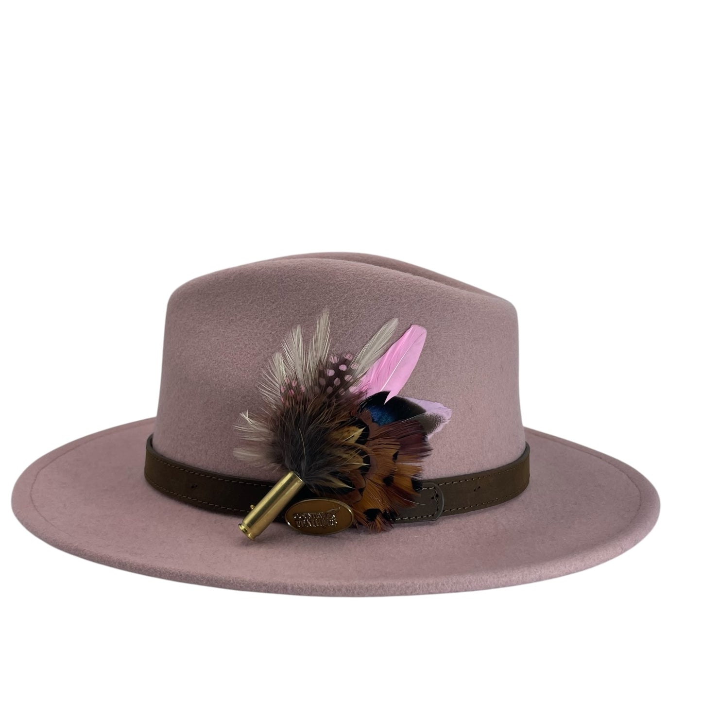 Pink & Natural Feather Hat Pin (CFP729)