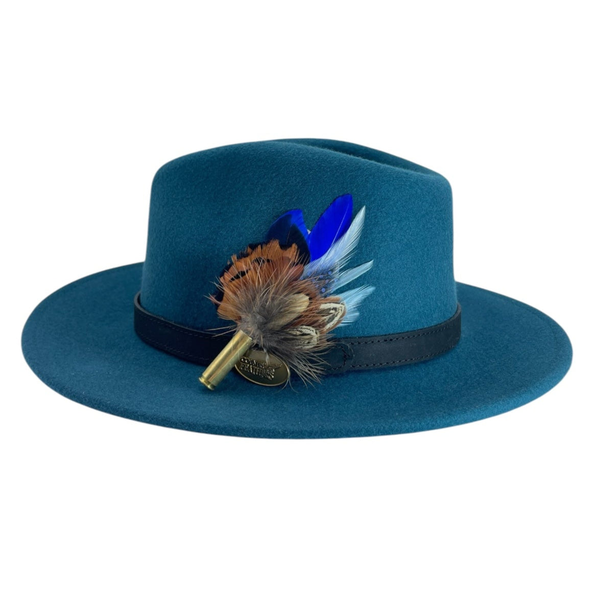 Blue & Natural Feather Hat Pin (CFP731)