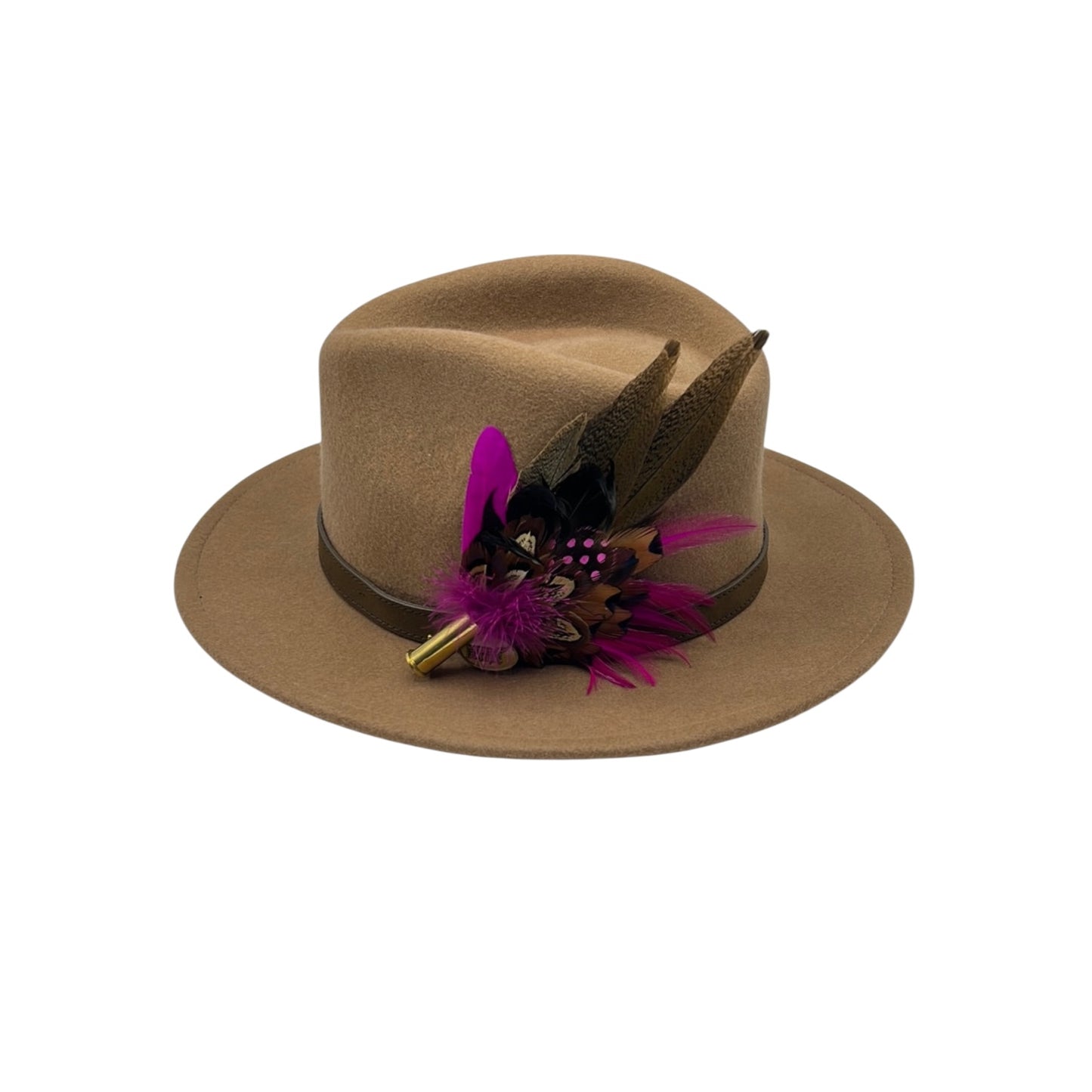 Cerise & Natural Feather Hat Pin (CFP476)