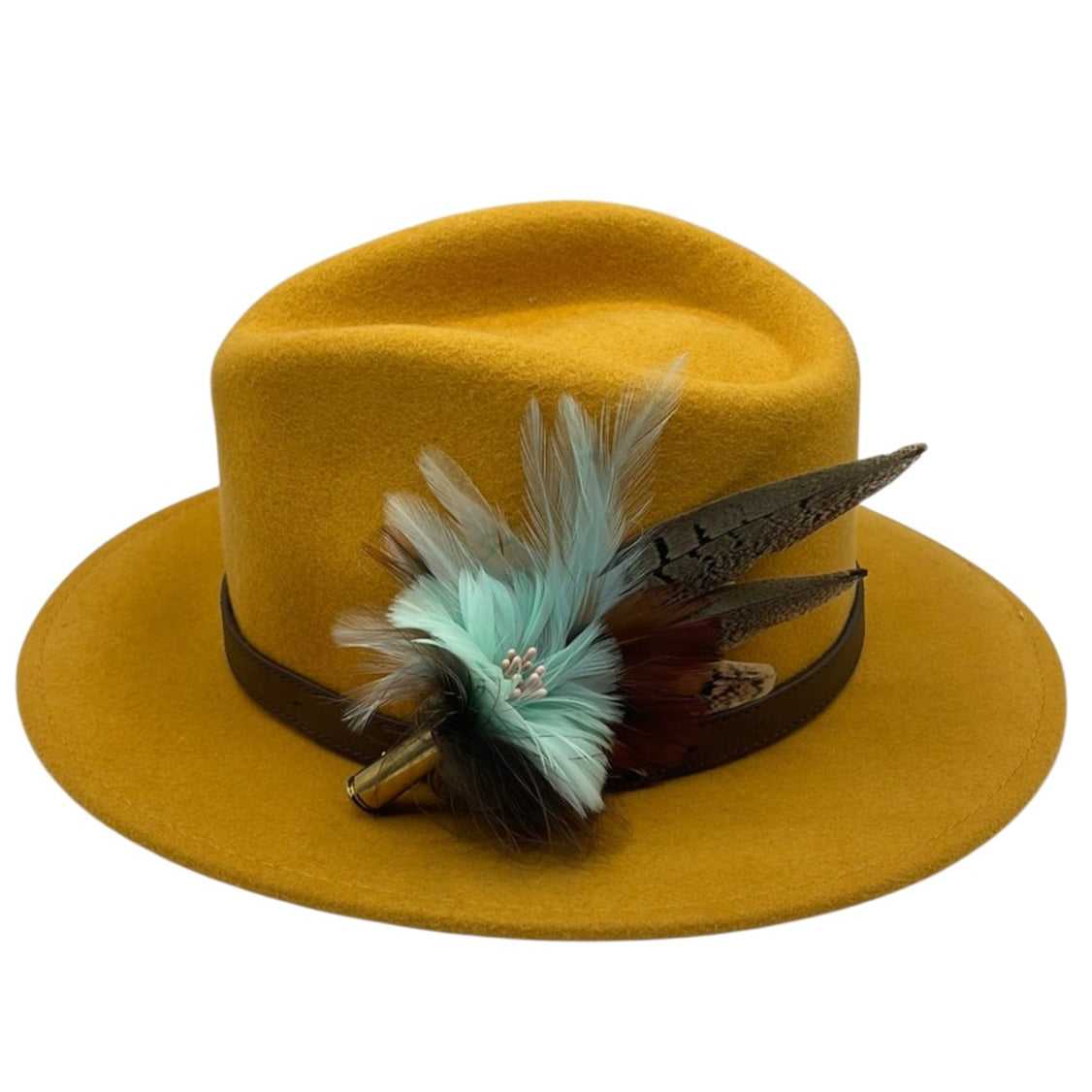 Pale Aqua & Natural Feather Hat Pin (CFP475)