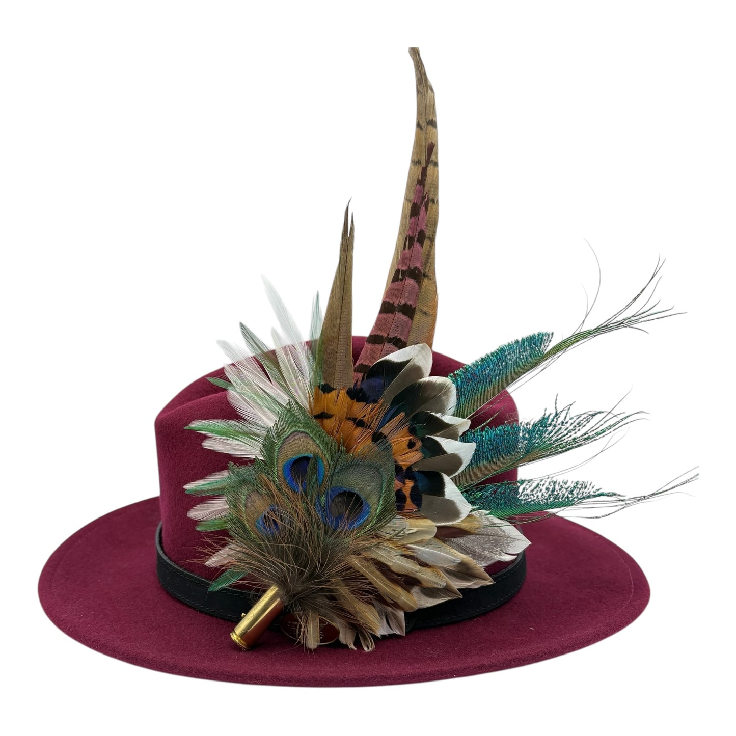 Teal, brown, green, cream & natural Feather Hat Pin (CFP795)