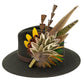 Olive green, gold, yellow & natural Feather Hat Pin (CFP806)
