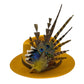 Gold, brown, blue & natural Feather Hat Pin (CFP807)