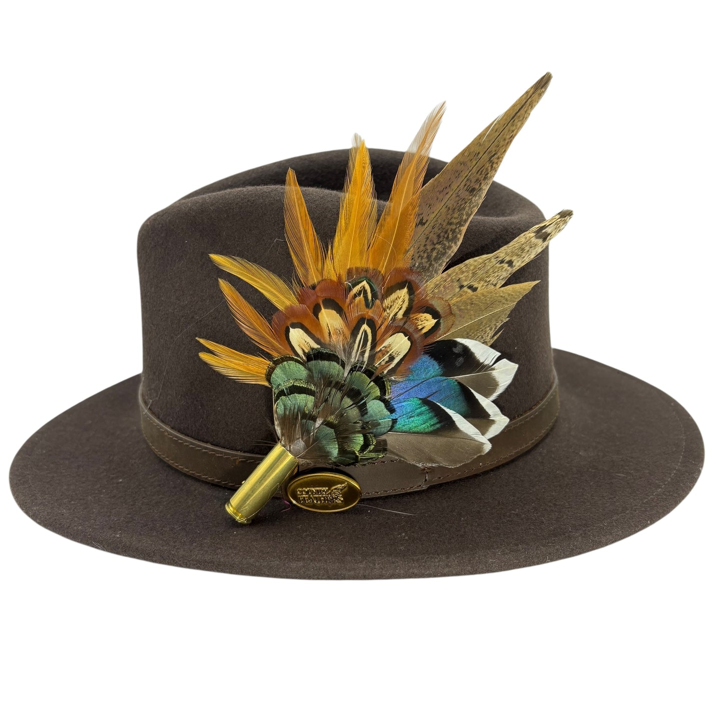 Rust, brown & natural Feather Hat Pin (CFP809)