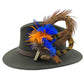 Royal blue, Orange and Natural Feather Hat Pin (CFP514)