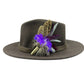 EX DISPLAY REDUCED PRICE. Purple, white and natural Feather Hat Pin (CFP644)
