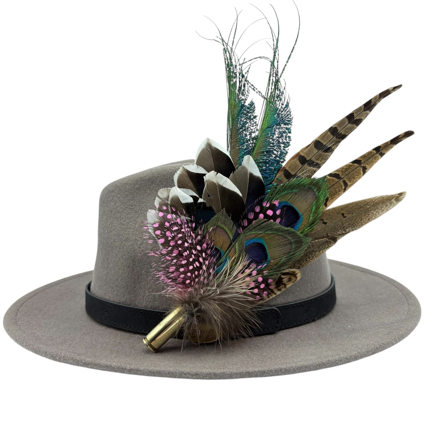 Pink, teal, blue, green an natural Feather Hat Pin (CFP685)