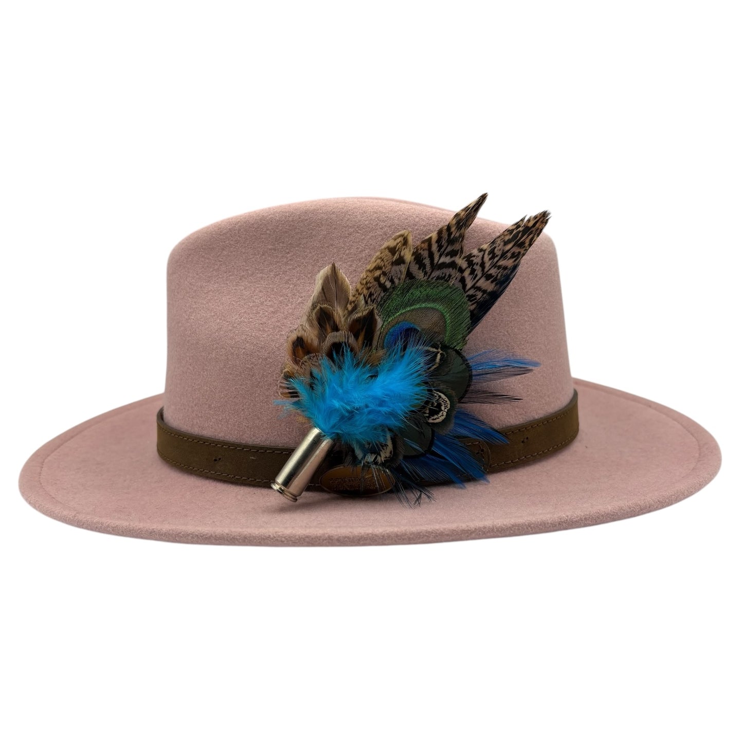 Teal, blue, green and natural Feather Hat Pin (CFP818)