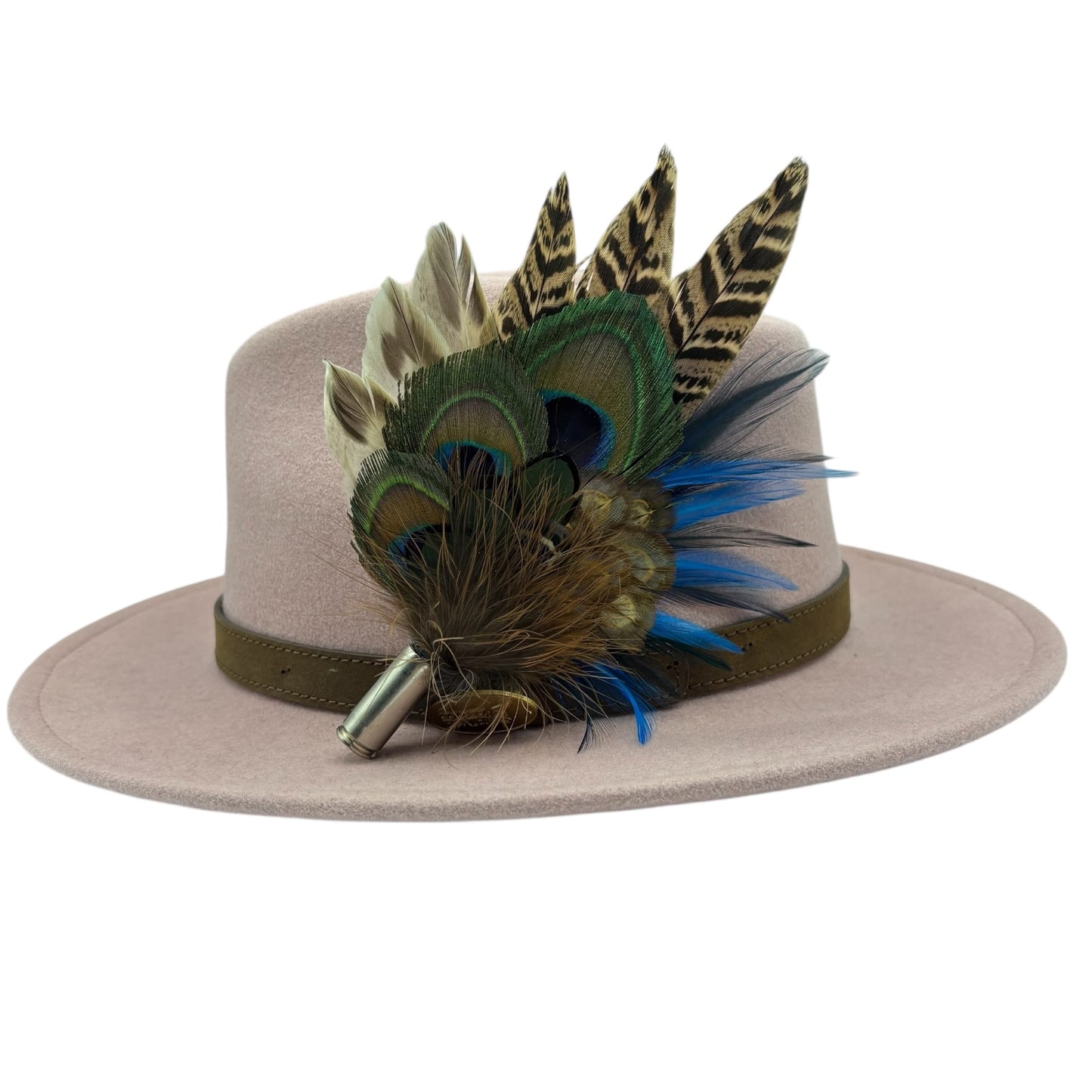 Turquoise, navy, green and natural Feather Hat Pin (CFP820)
