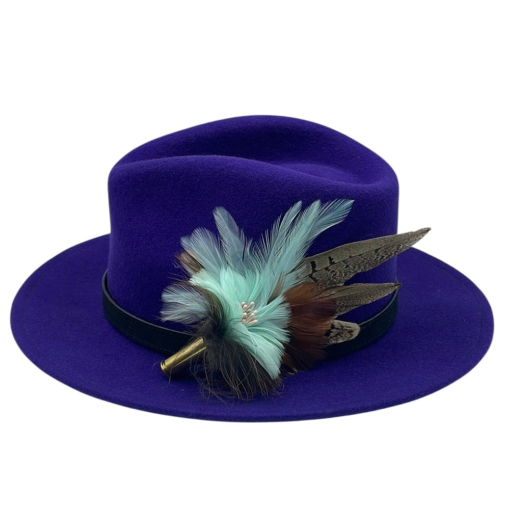 Pale Aqua & Natural Feather Hat Pin (CFP475)