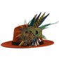 Mustard, navy, teal, green & natural Feather Hat Pin (CFP800)