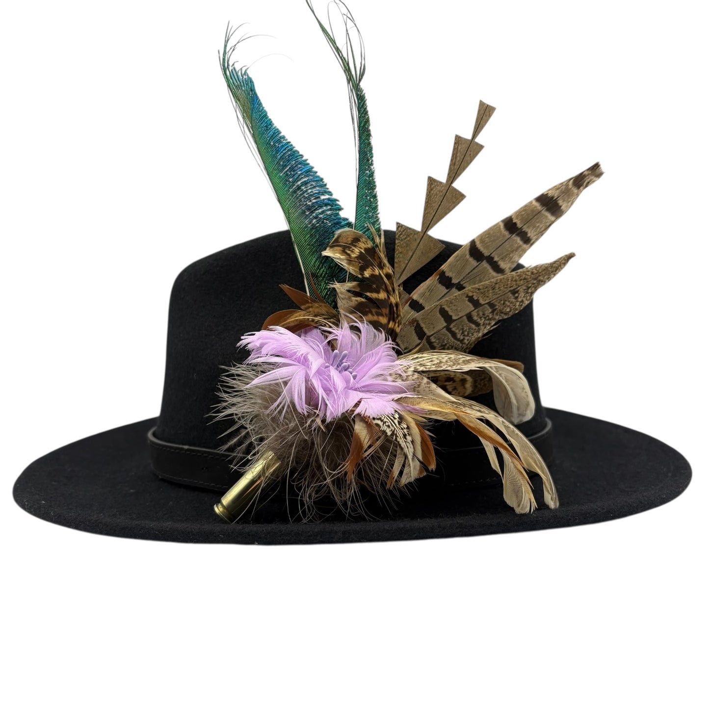 Lilac, teal and natural Feather Hat Pin (CFP559)