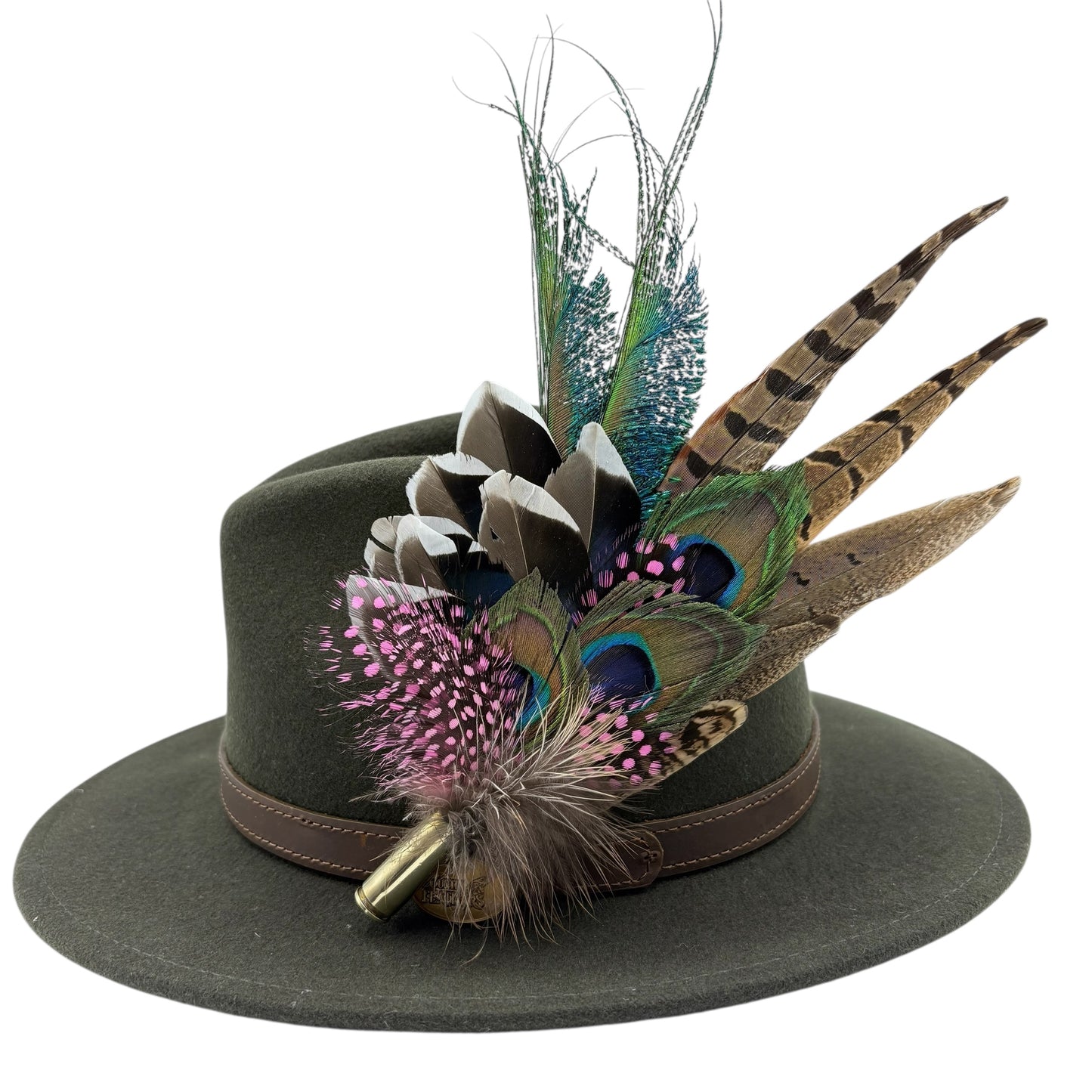 Pink, teal, blue, green an natural Feather Hat Pin (CFP685)