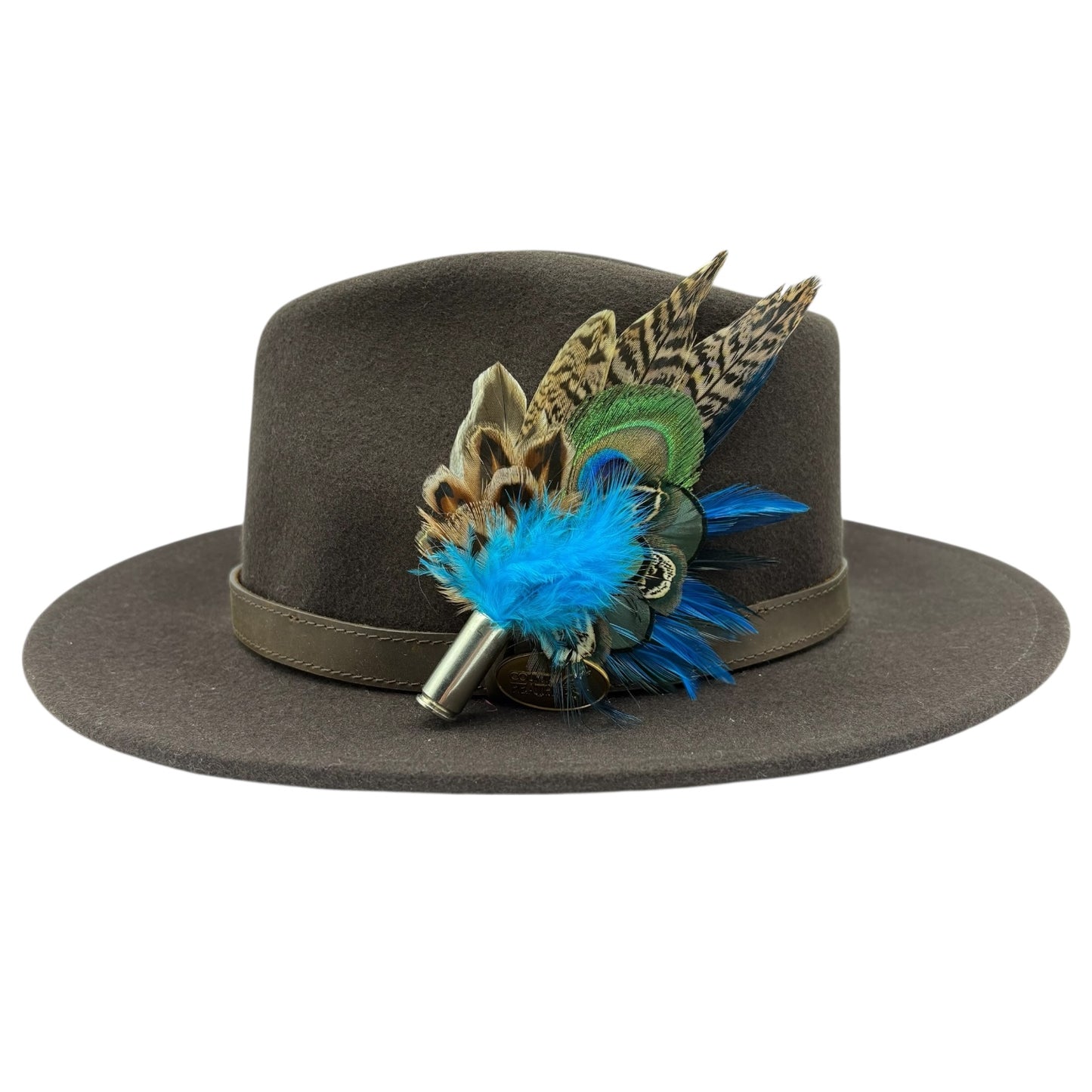 Teal, blue, green and natural Feather Hat Pin (CFP818)