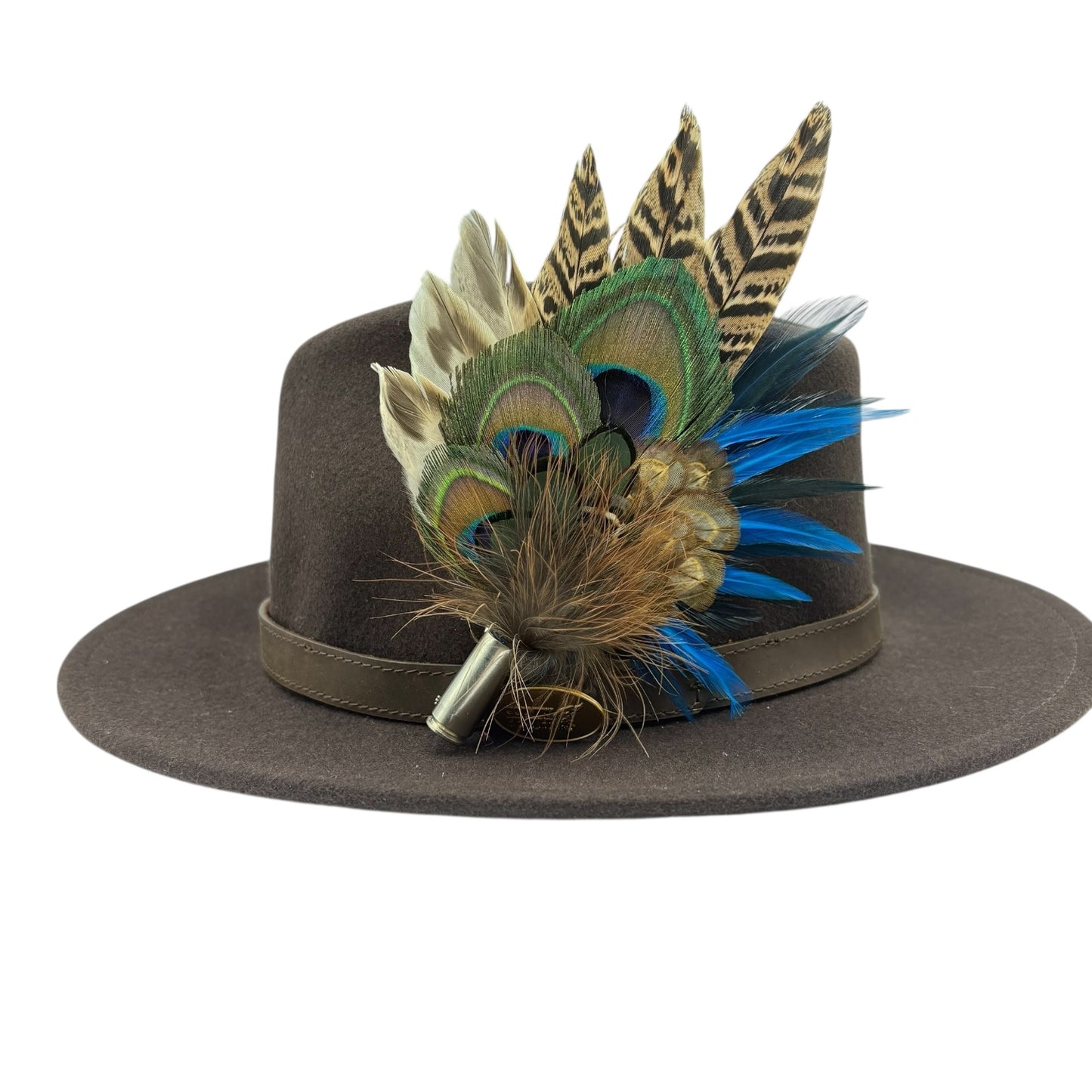 Turquoise, navy, green and natural Feather Hat Pin (CFP820)