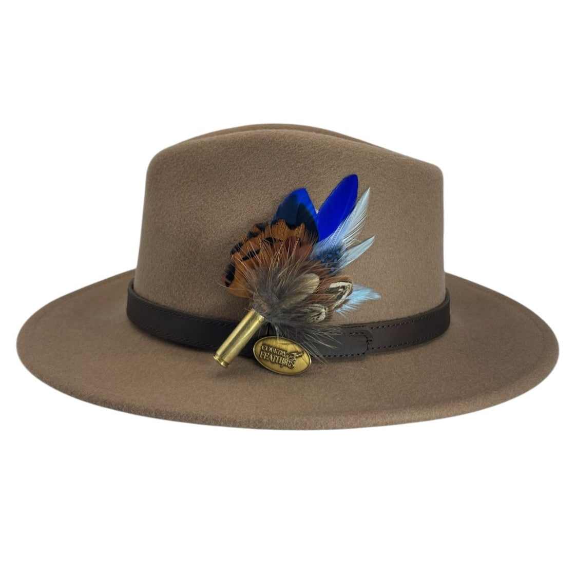 Blue & Natural Feather Hat Pin (CFP731)