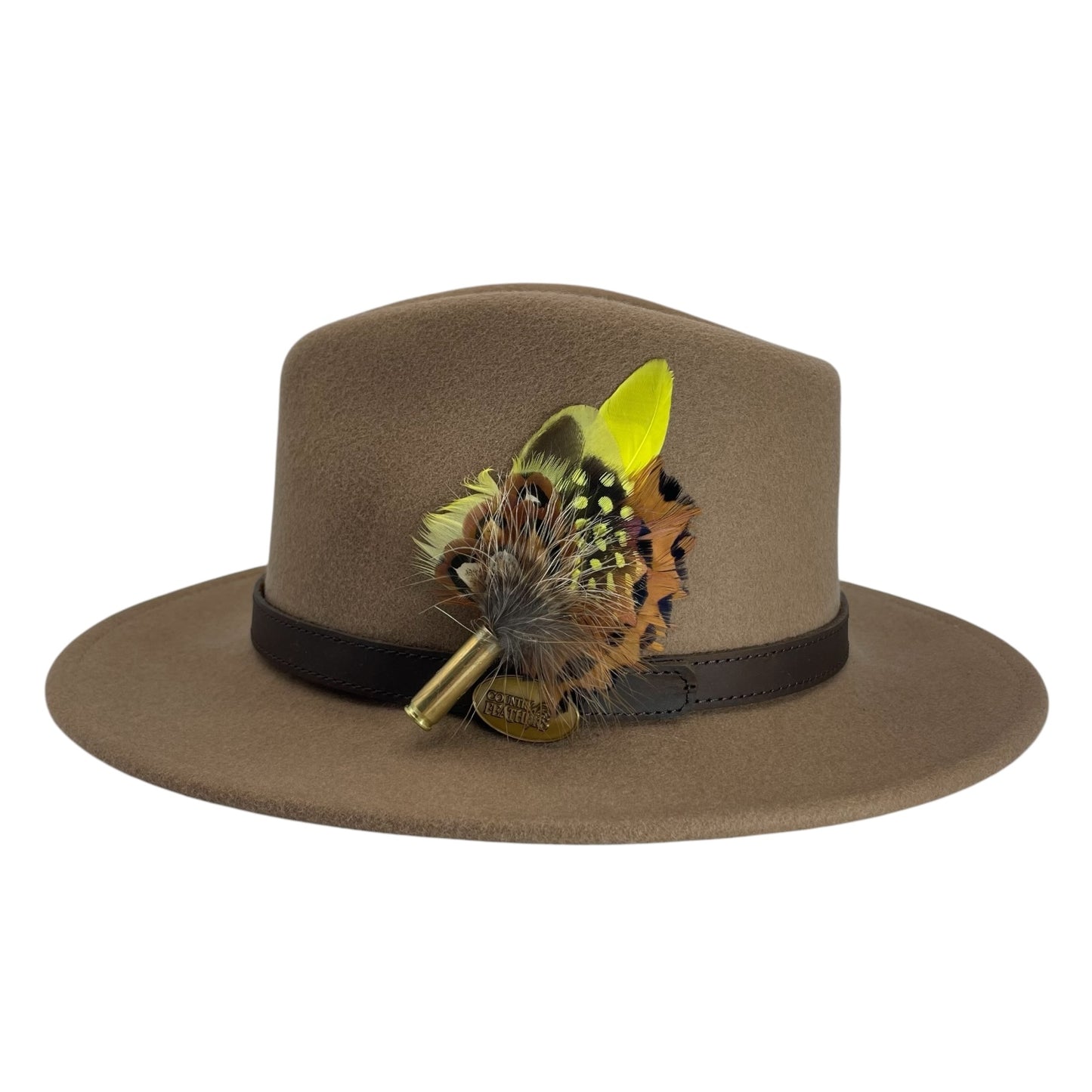 Yellow & Natural Feather Hat Pin (CFP739)