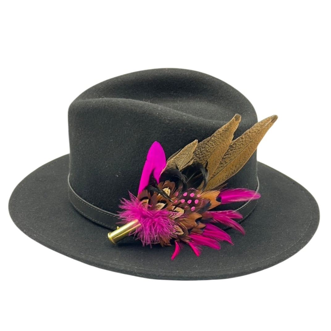 Cerise & Natural Feather Hat Pin (CFP476)
