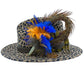 Royal blue, Orange and Natural Feather Hat Pin (CFP514)