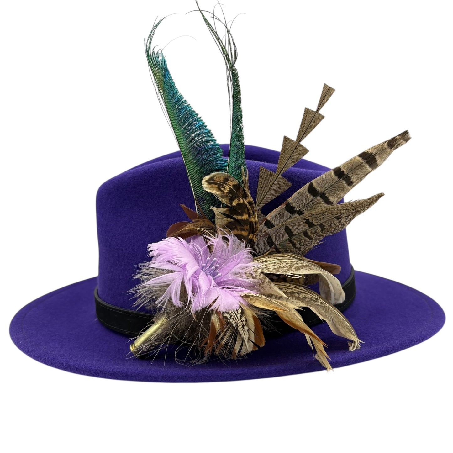 Lilac, teal and natural Feather Hat Pin (CFP559)
