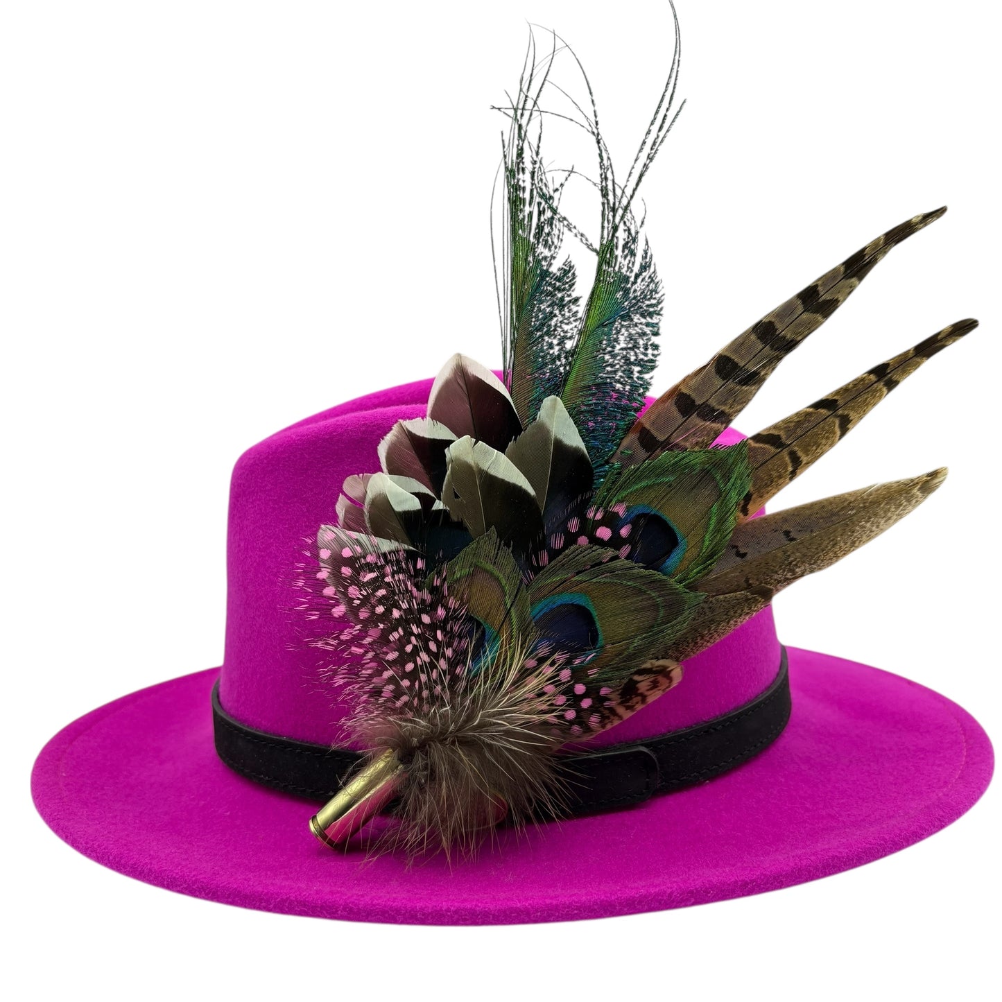 Pink, teal, blue, green an natural Feather Hat Pin (CFP685)