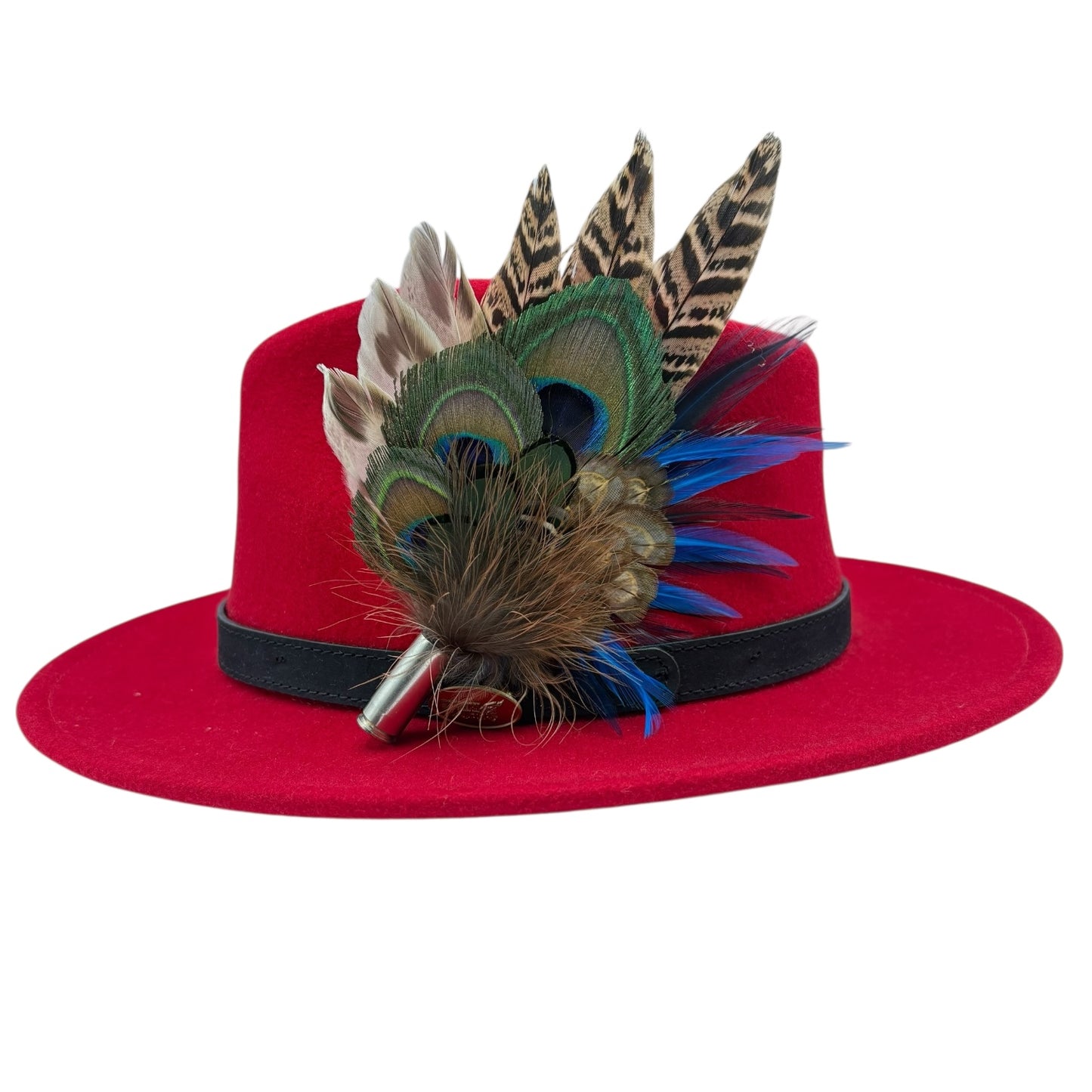 Turquoise, navy, green and natural Feather Hat Pin (CFP820)