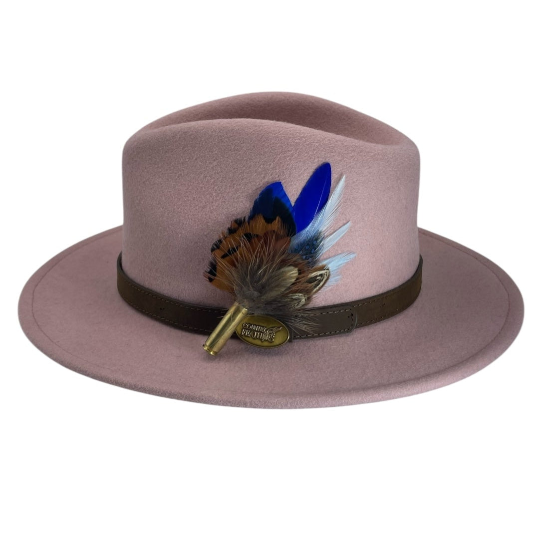 Blue & Natural Feather Hat Pin (CFP731)