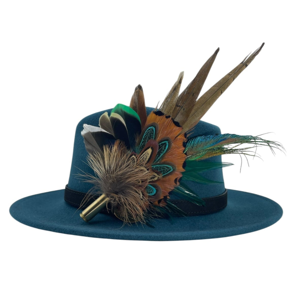 Teal & Natural Feather Hat Pin (CFP764) (