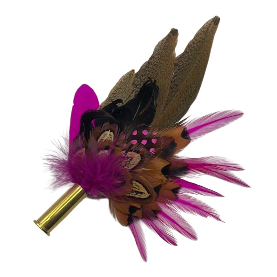 Cerise & Natural Feather Hat Pin (CFP476)