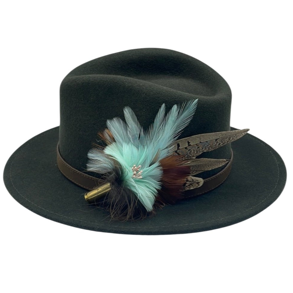 Pale Aqua & Natural Feather Hat Pin (CFP475)