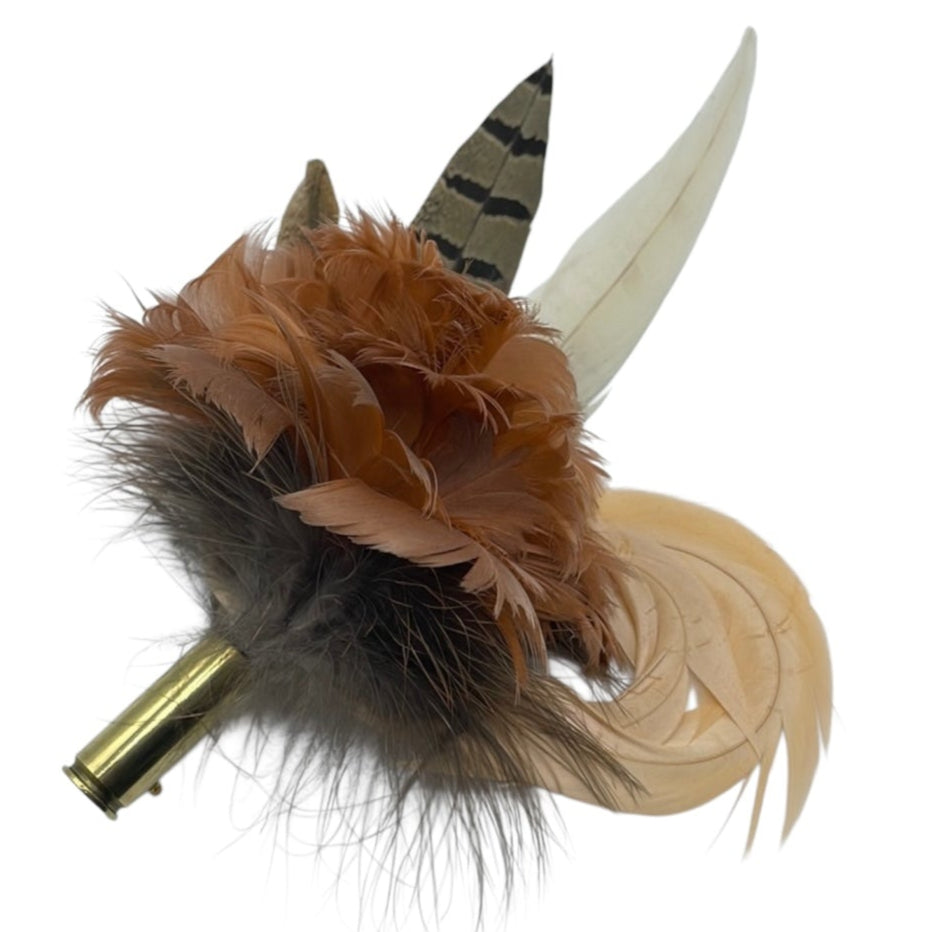 Coffee, Peach & White Feather hat Pin (CFP414)