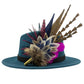 Navy, natural, cerise pink & white Feather Hat Pin (CFP793)