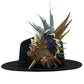 Teal, natural, brown, blue, green & gold Feather Hat Pin (CFP796)