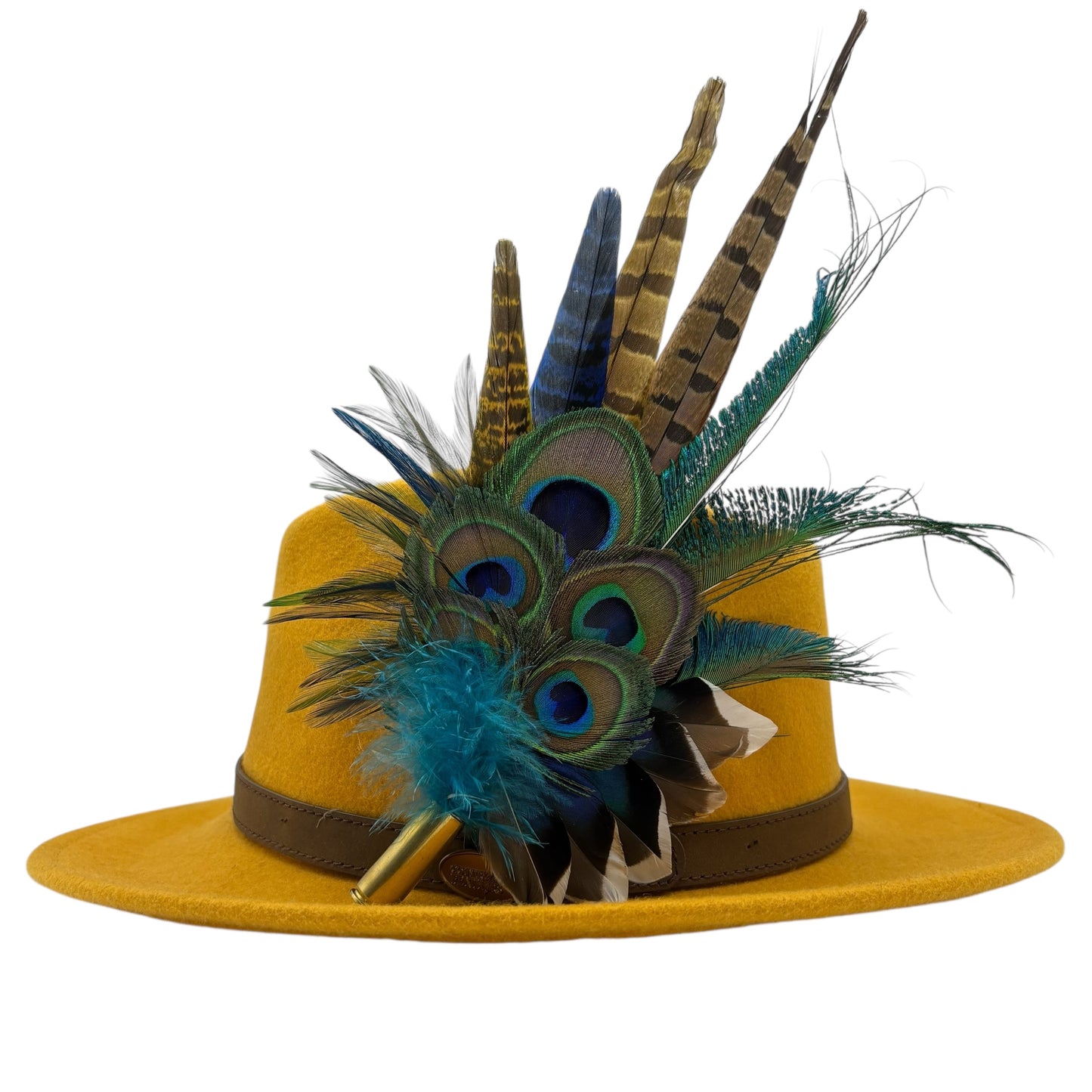 Navy, Green & natural Feather Hat Pin (CFP797)