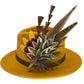 Olive green, gold, yellow & natural Feather Hat Pin (CFP806)